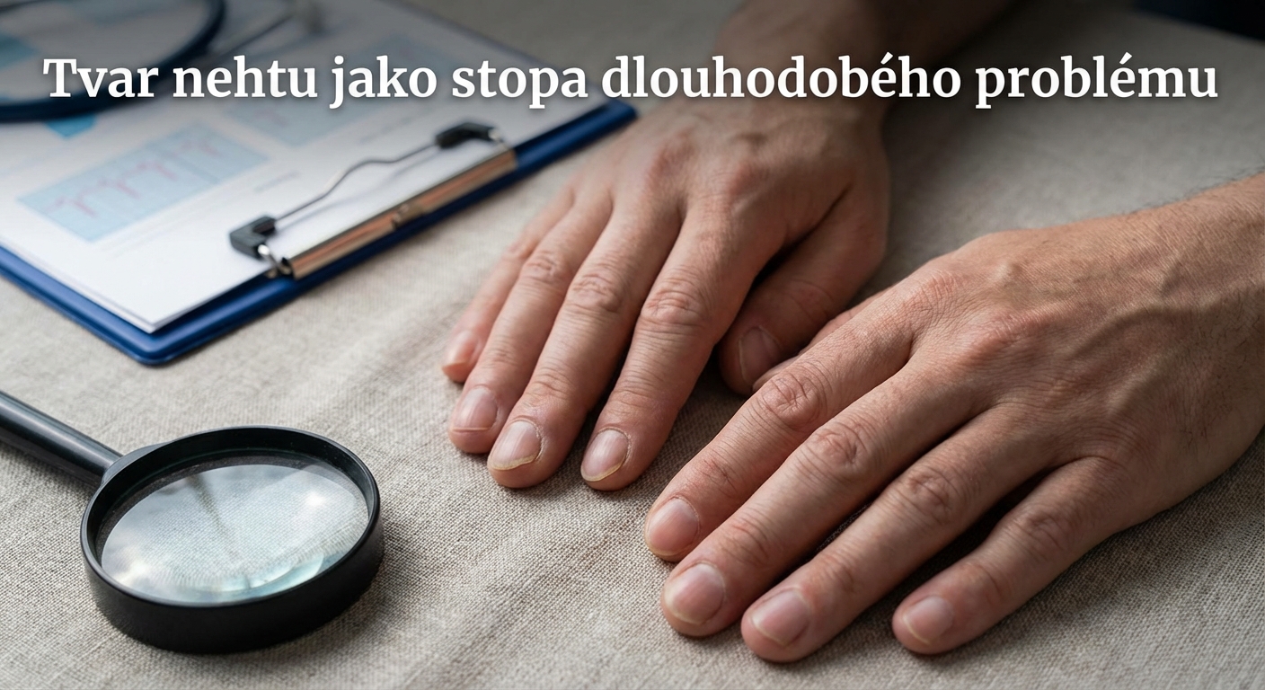 Close-up of a hand with marked finger pointing to diabetes symptoms text and sugar cubes.