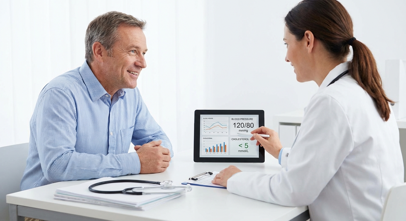 Doctor having a consultation with a patient over coronavirus test results in a medical office.