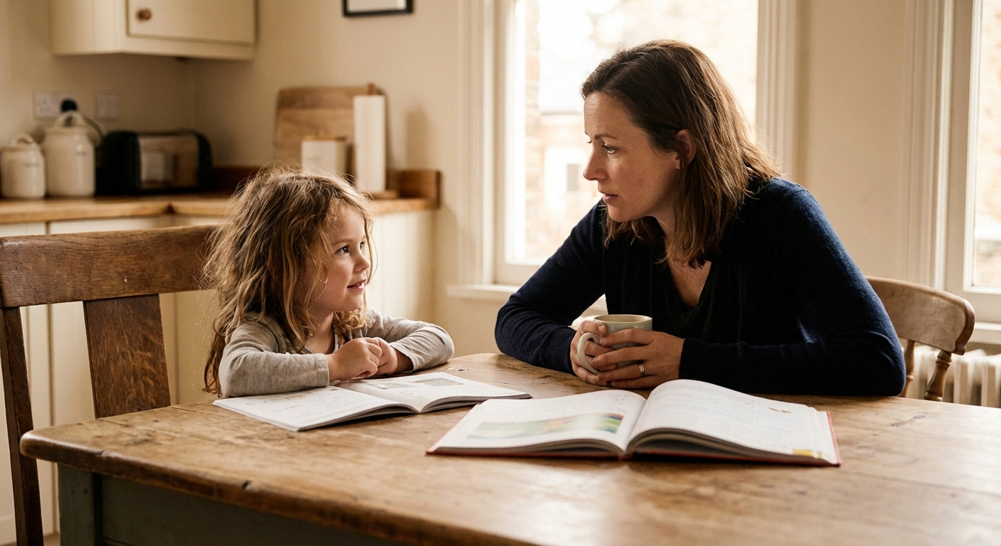 A mother and daughter sharing a joyful moment together on a comfortable couch indoors.