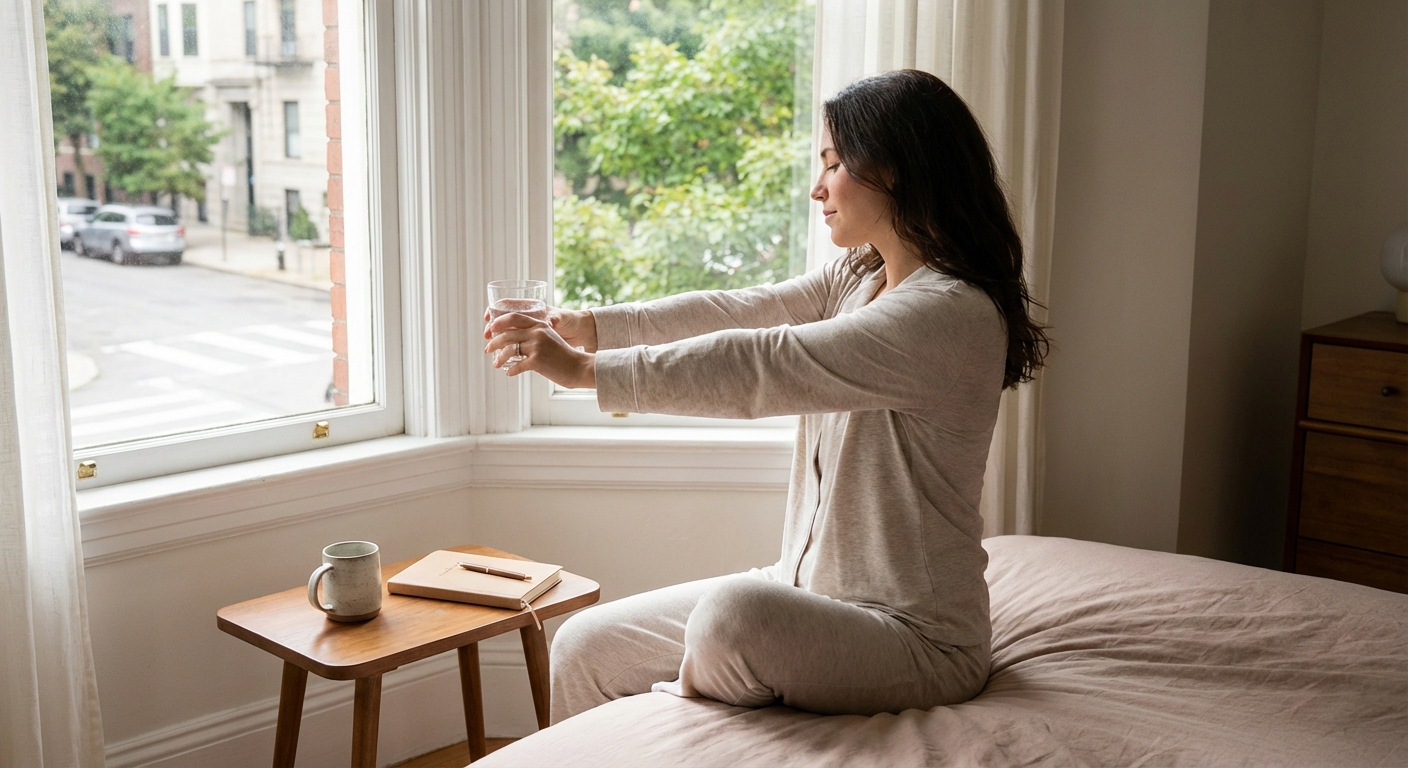 Young woman practicing yoga meditation outdoors, embodying wellness and relaxation.