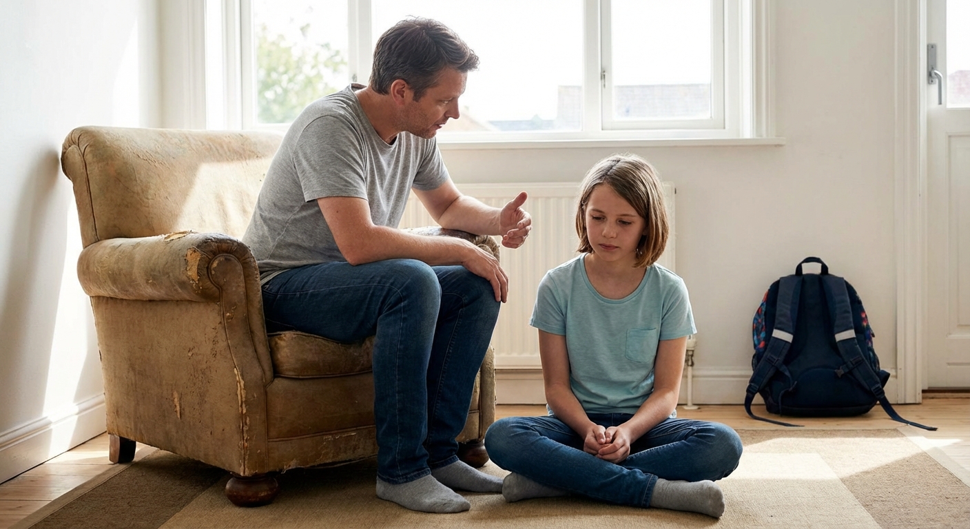 Two smiling students holding chalkboards with back to school messages.