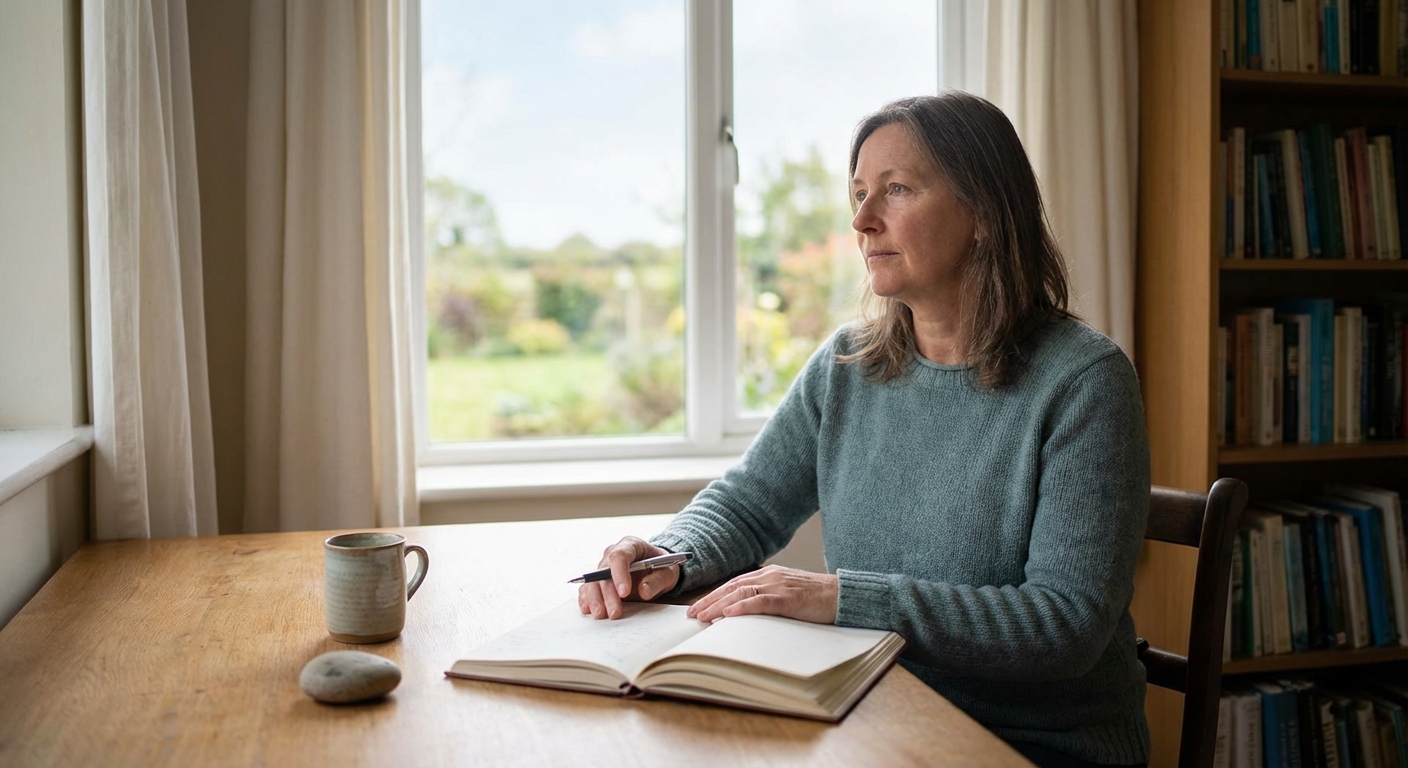 Person meditating outdoors, focusing on peace and relaxation.