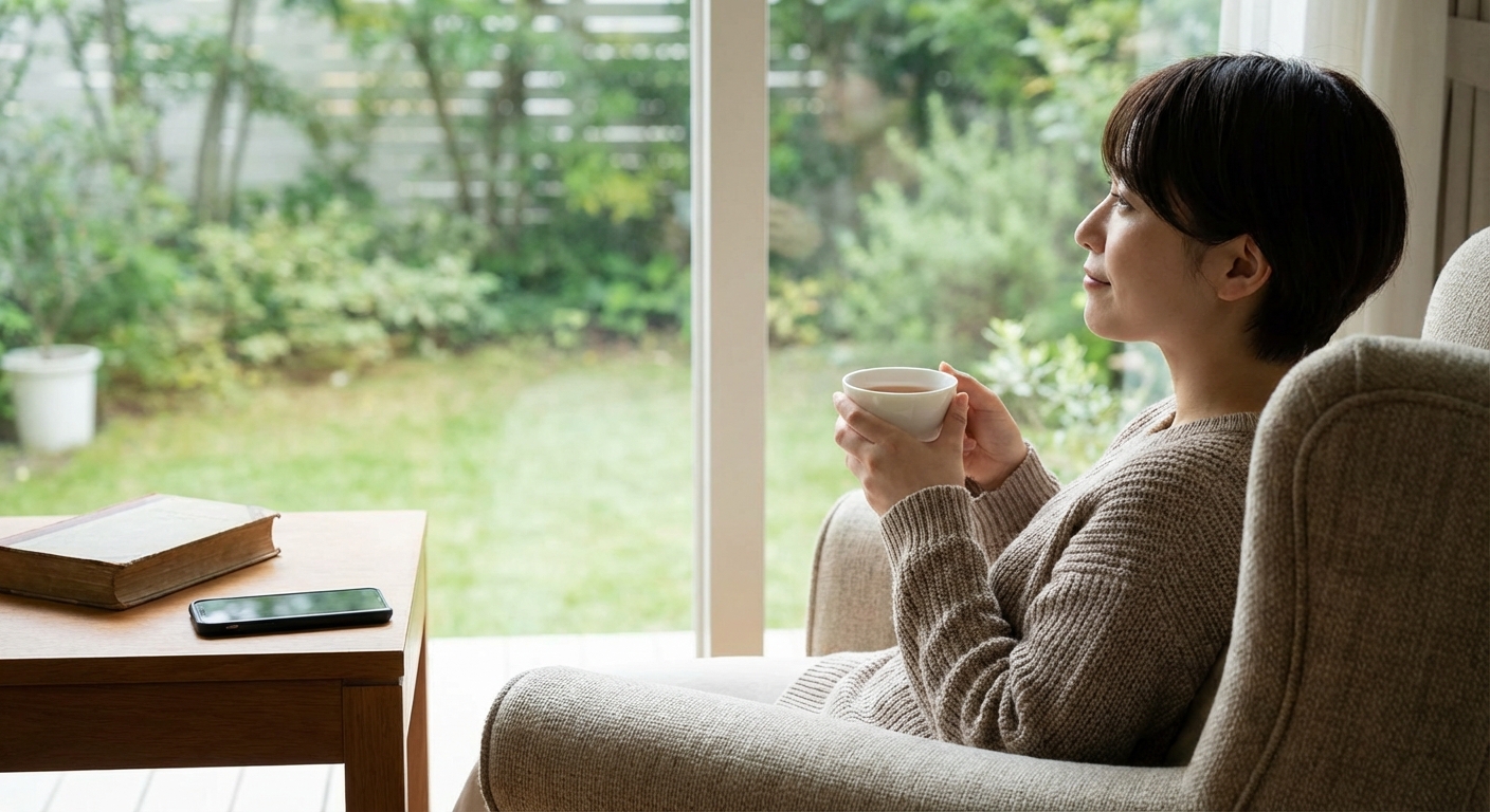 A woman meditating indoors on a yoga mat in a calm atmosphere.