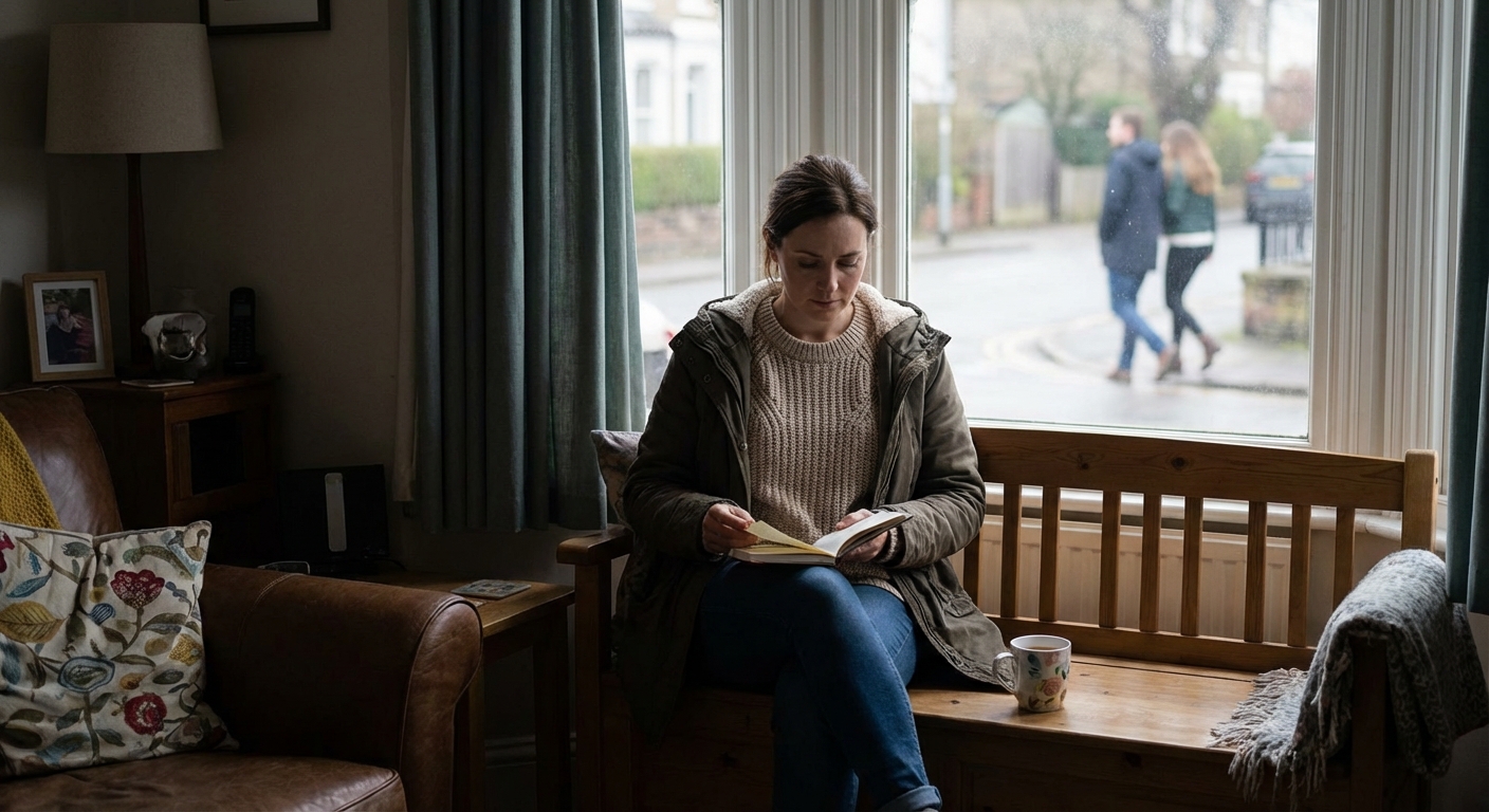A tense moment between a man and woman indoors, highlighting relationship conflict.