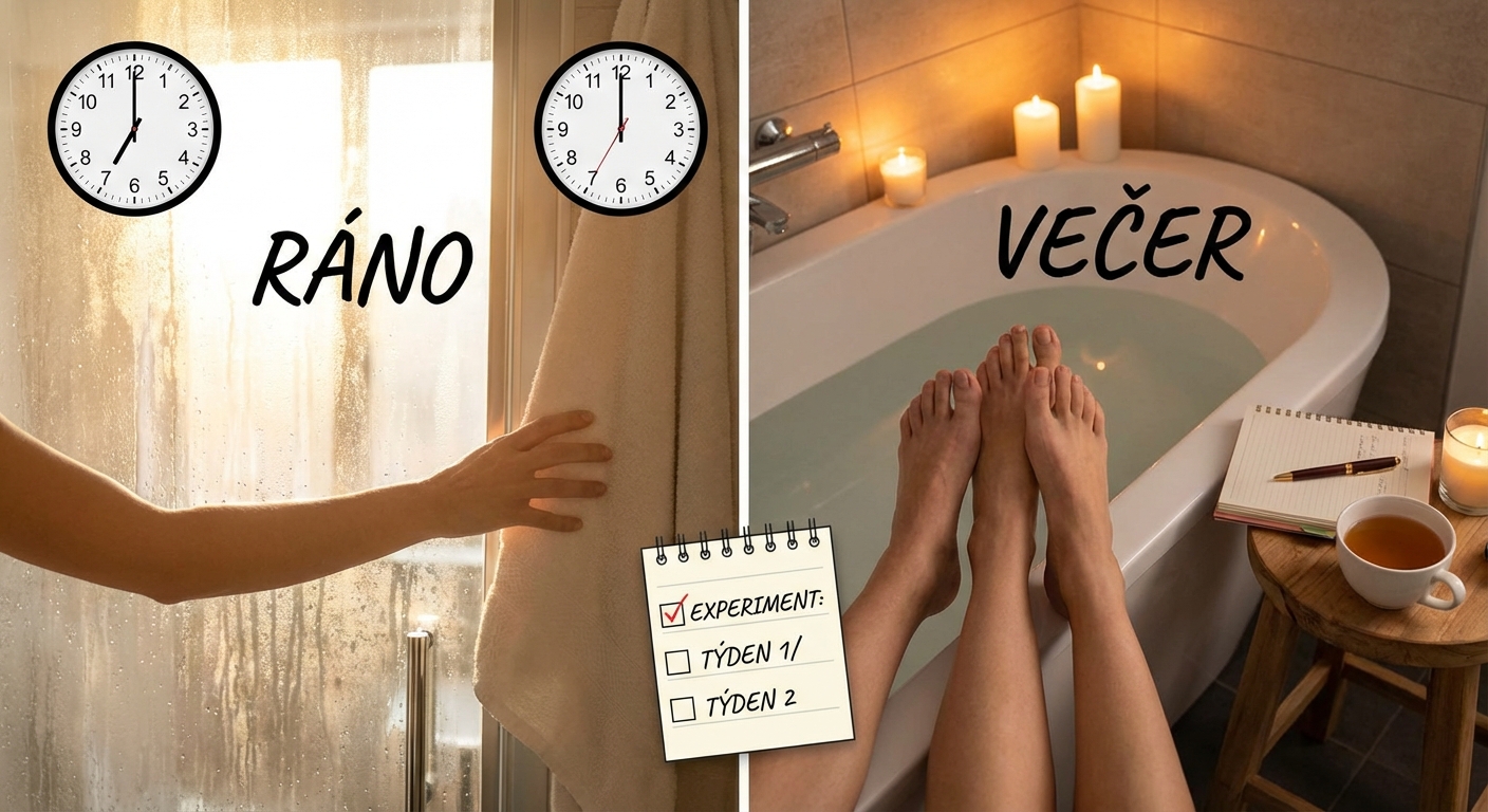 A woman savoring a tranquil moment under a gentle outdoor shower, side view.