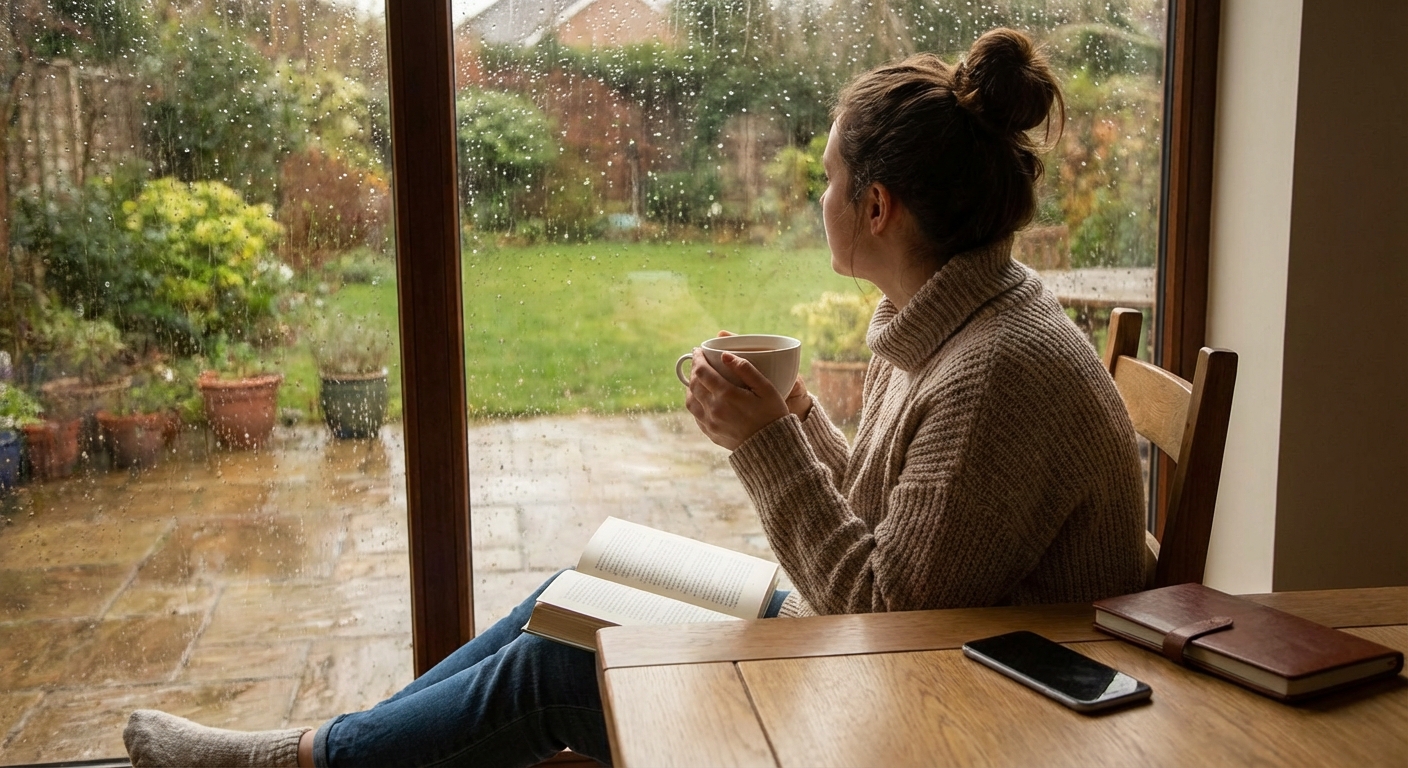 Close-up of a hand hovering over a checklist with options for balance or burnout, symbolizing stress and choice.