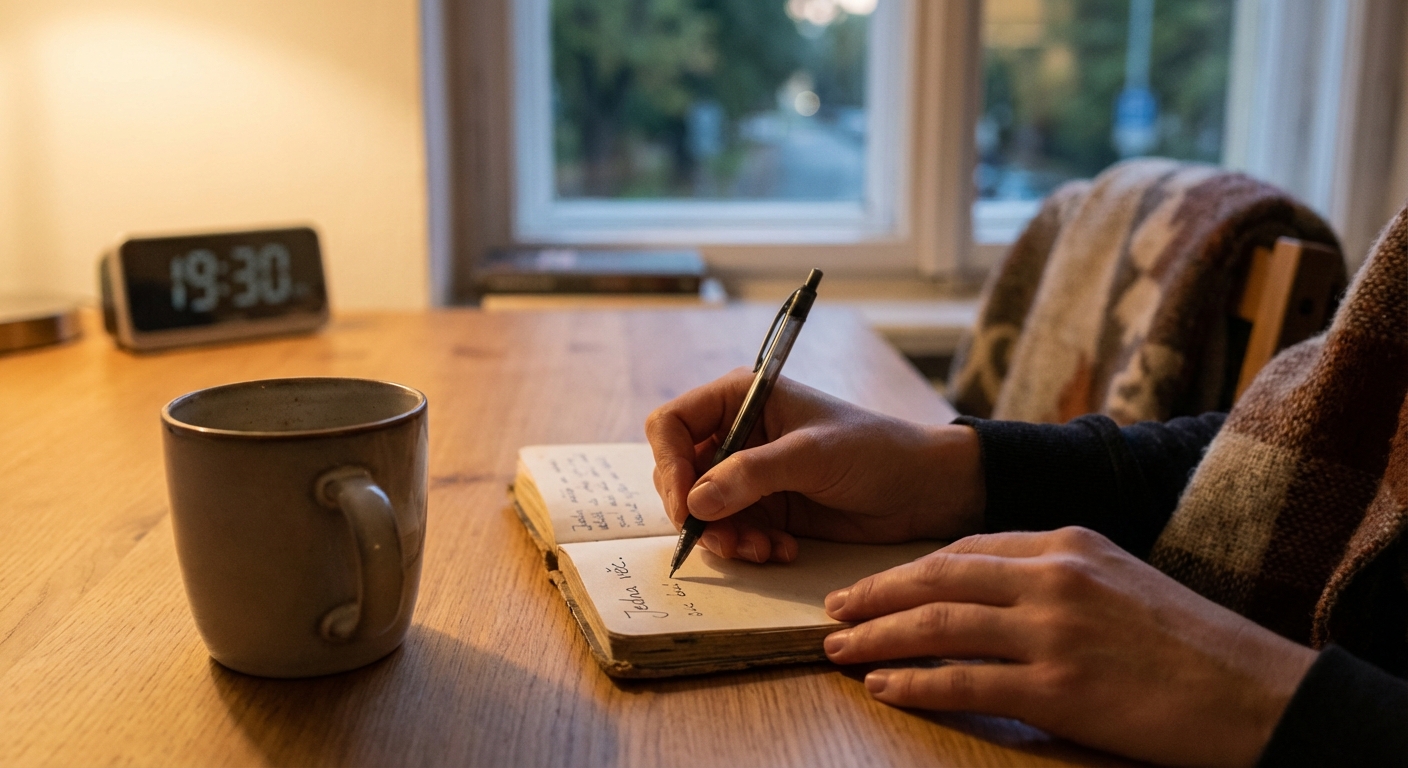 Side view of cheerful adult lady in casual clothes smiling while standing in kitchen near unrecognizable husband cooking food