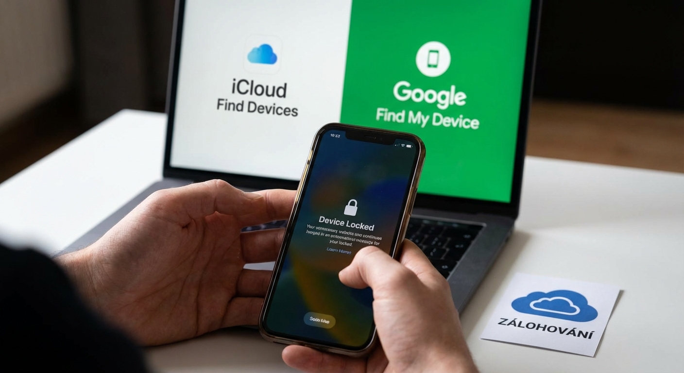 Chain-locked book, phone, and laptop symbolizing digital and intellectual security.