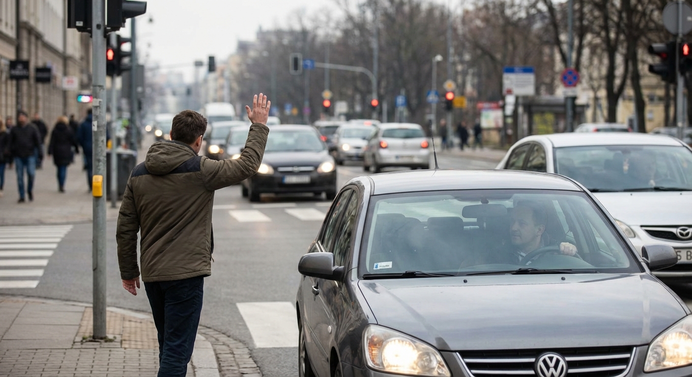 A traffic light with red signal set against a blue sky, signifying stop in urban streets.