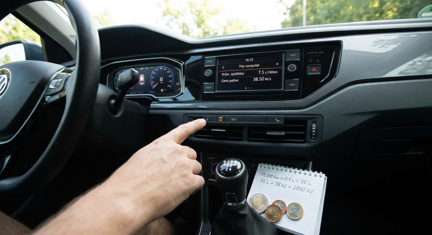 Close-up of a car dashboard with modern controls and technology features.