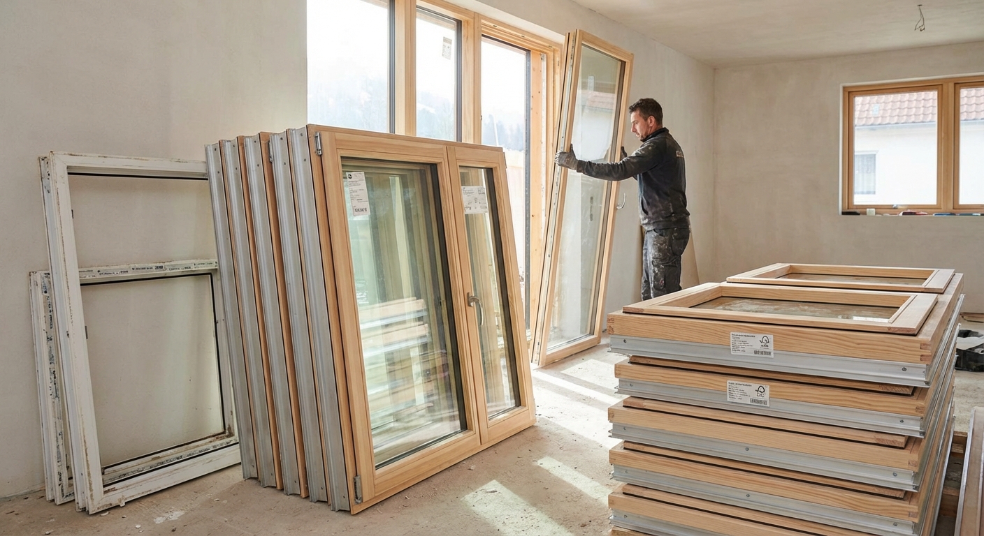 An inviting blue house facade with birdhouses, curtains, and a nipa roof for a nature-inspired look.