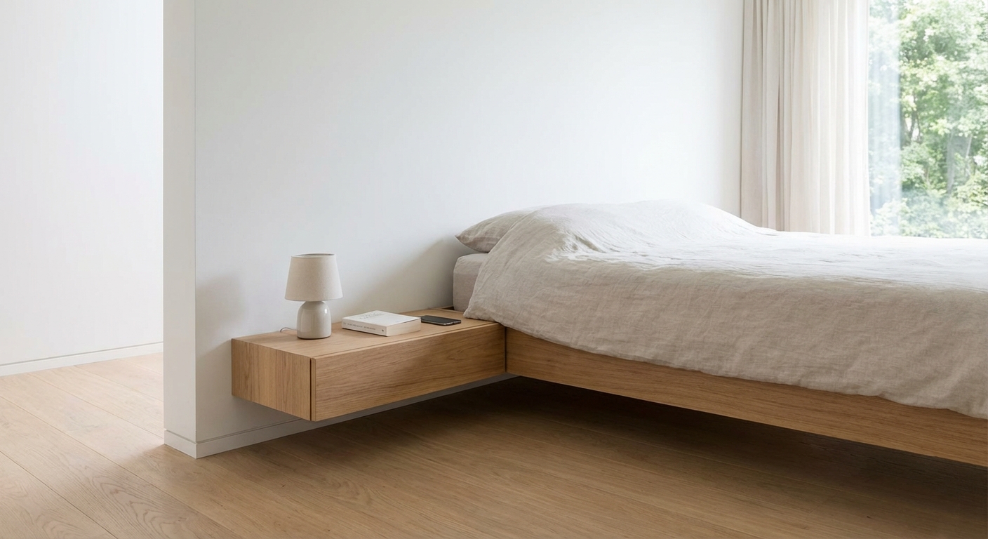 Elegant and cozy modern bedroom with stylish furniture, soft lighting, and decorative elements.