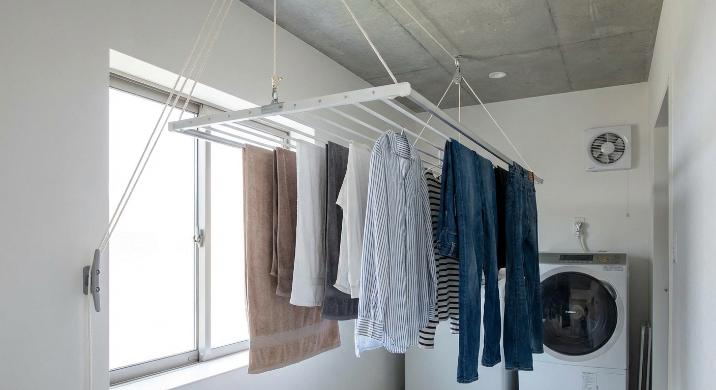 Spacious laundry room featuring washing machine and dryer with visible piping.