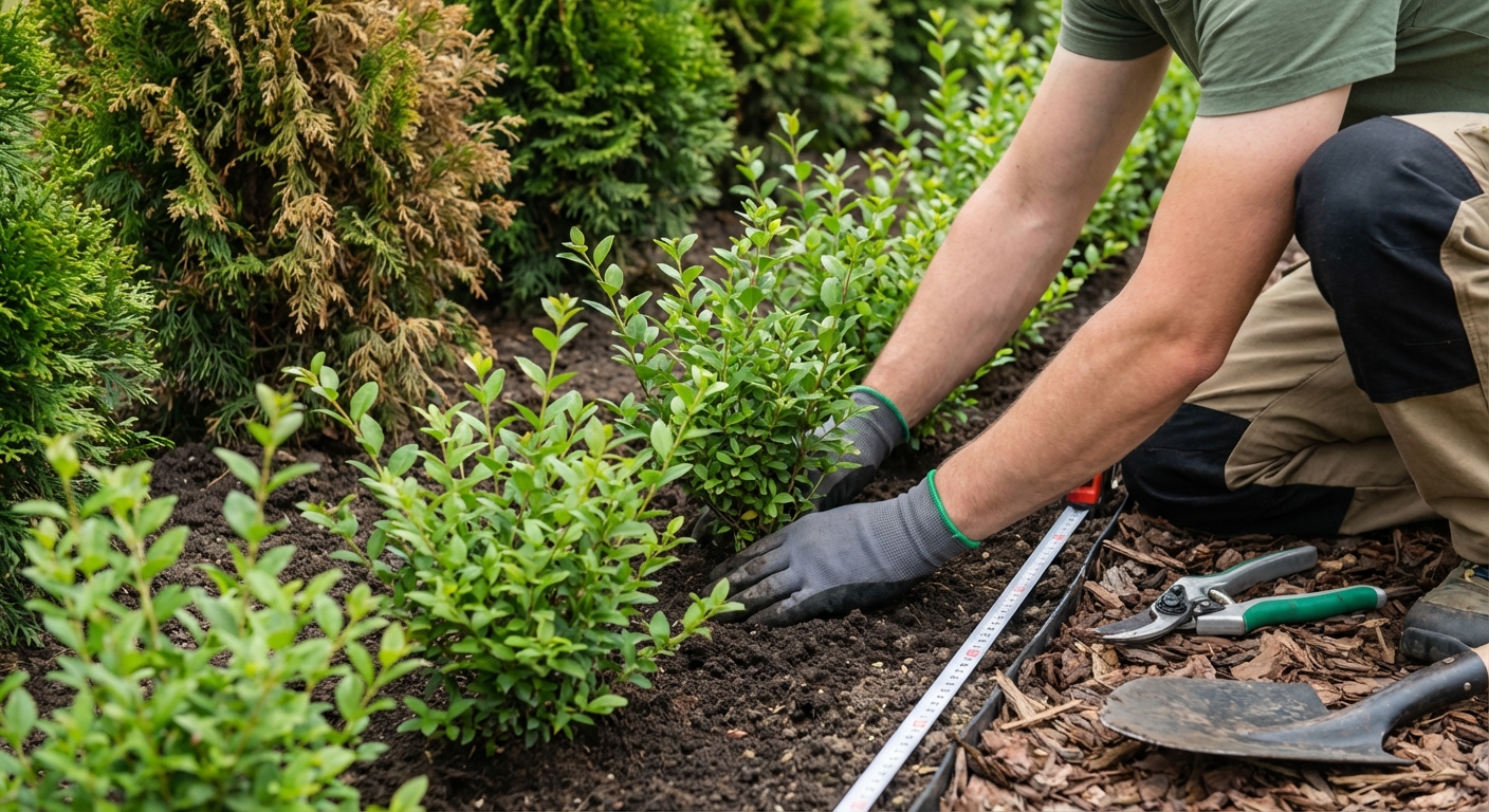 A lush and vibrant green cedar hedge texture, perfect for nature-themed backgrounds.