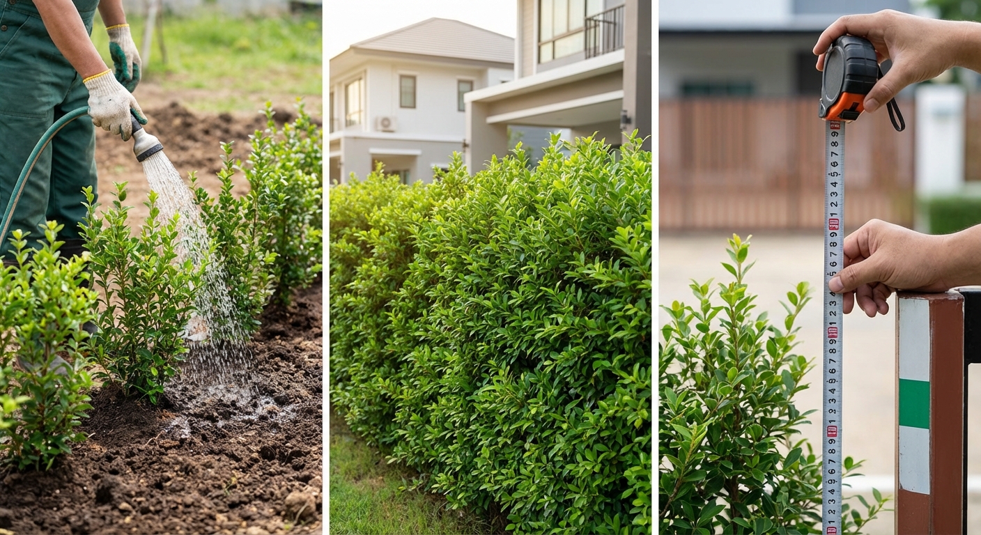 A detailed macro shot of lush green hedge leaves, showcasing nature's vibrant elegance.