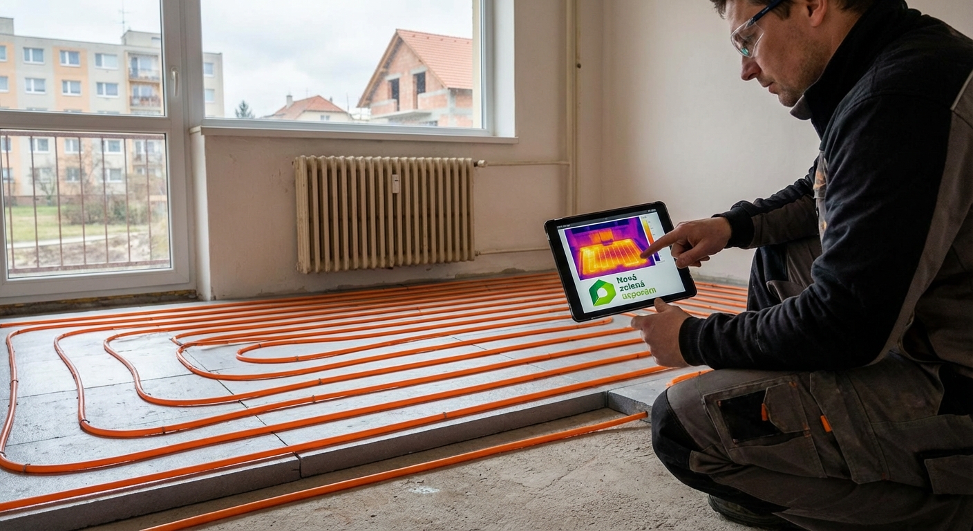 Aged heating battery made of cast iron near windowsill with curtains in house