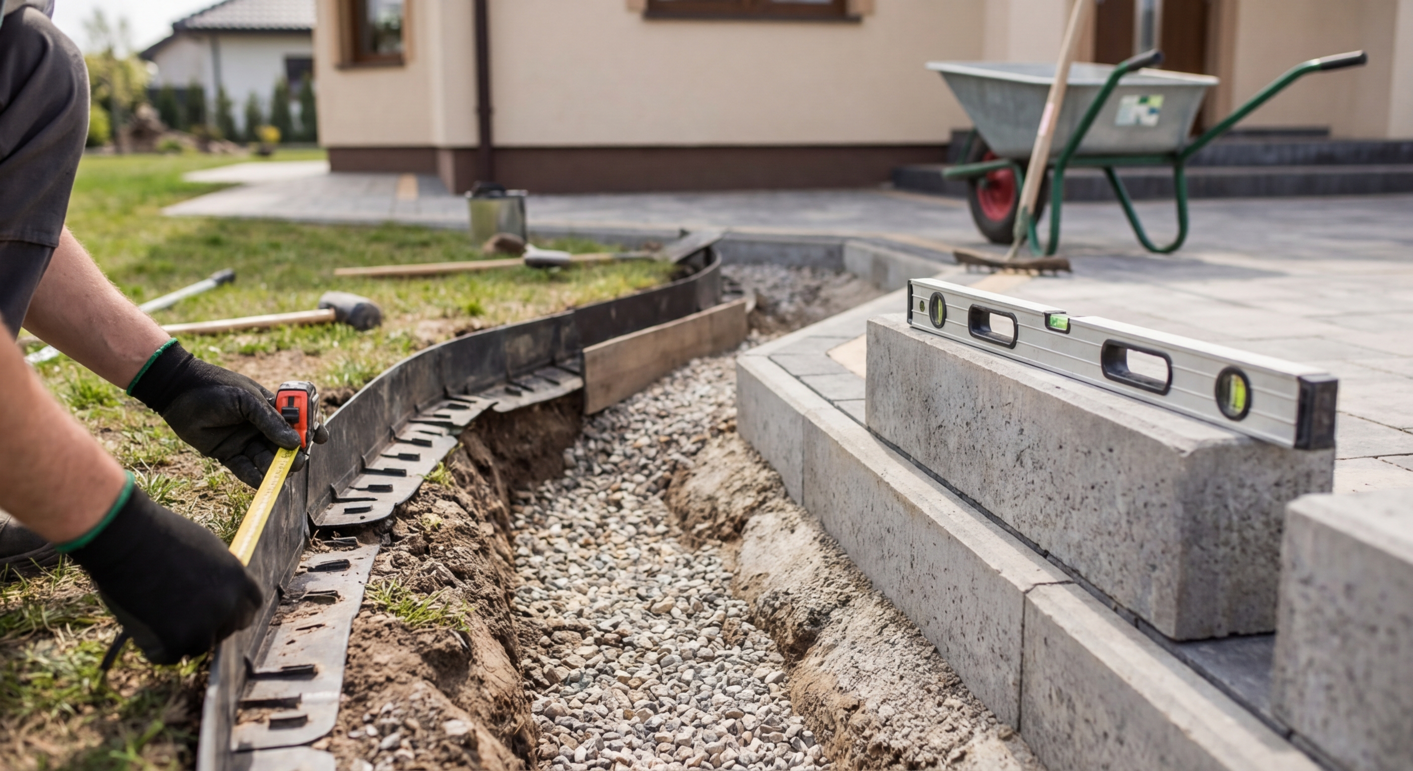 Close-up of textured granite steps showcasing a rough, gray stone surface.