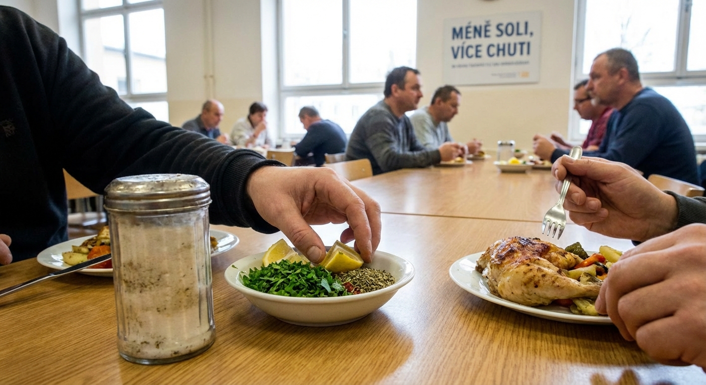 Minimalist salt and pepper shakers set on a wooden table in natural light, showcasing sleek design.