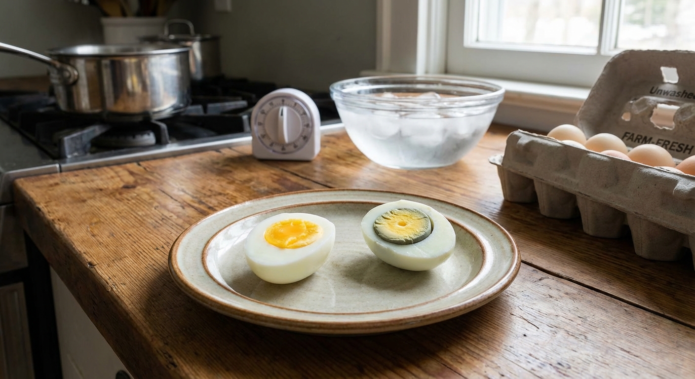 Pot with eggs boiling over a campfire in Tây Ninh, Vietnam. Rustic outdoor cooking scene.