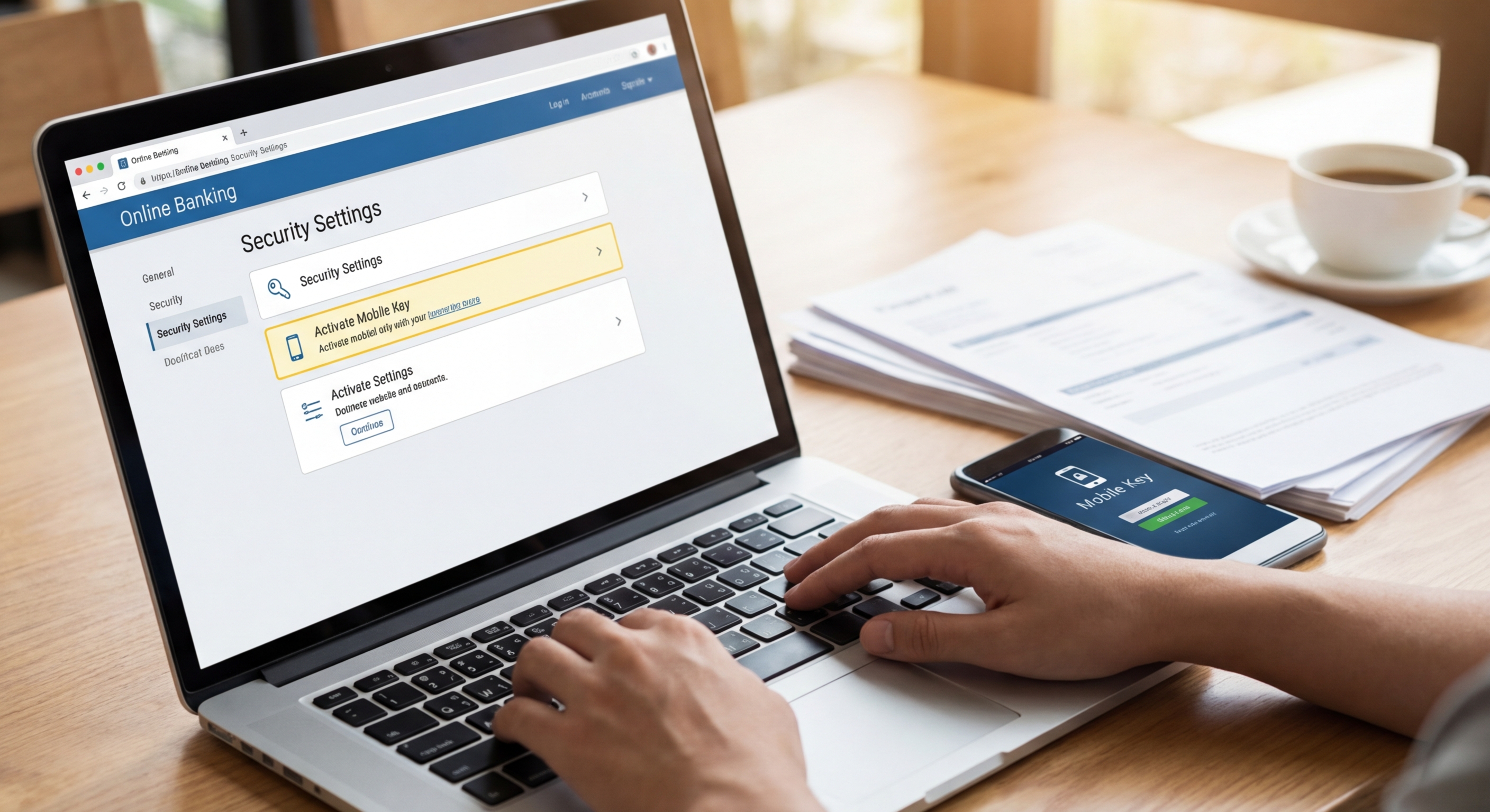 Person making an online payment using a tablet and credit card on a wooden desk.