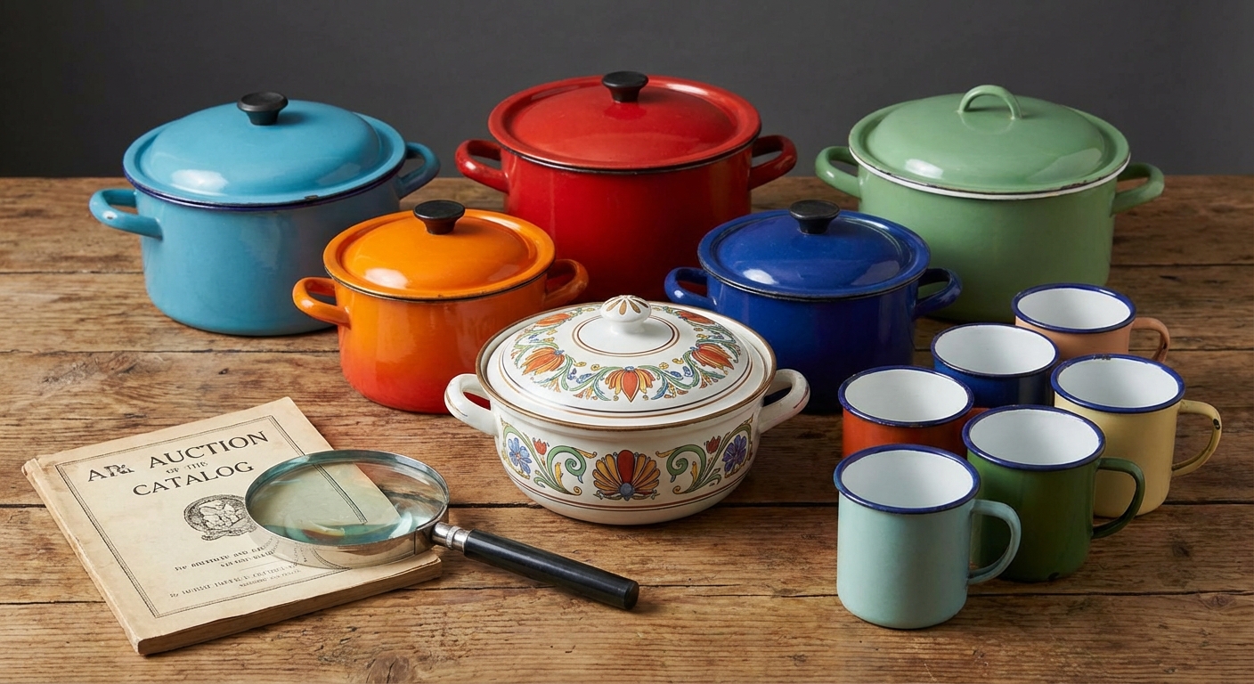 A vintage enamel teapot with lavender design placed on a kitchen stove, perfect for rustic decor themes.