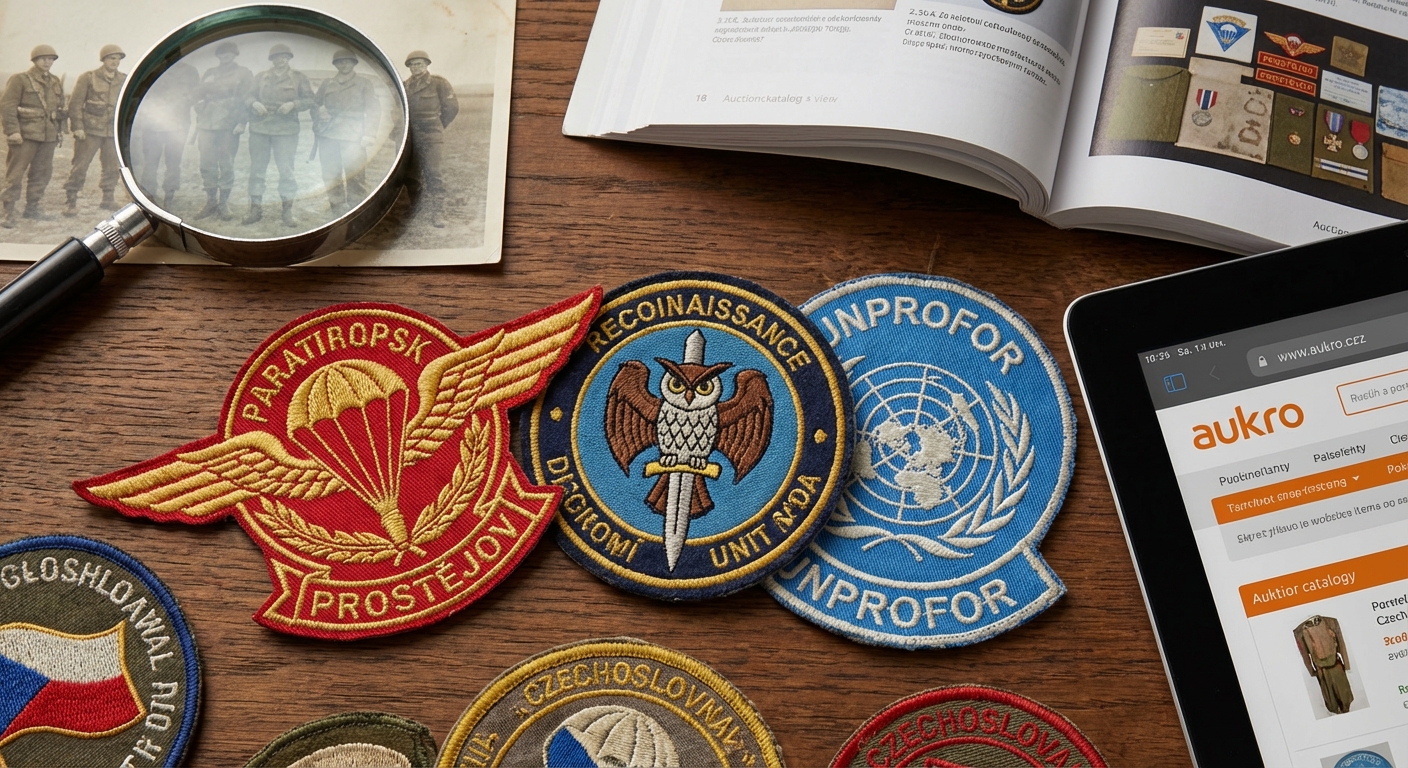 Detailed close-up of a tactical patch on a military uniform, showcasing design details and fabric texture.