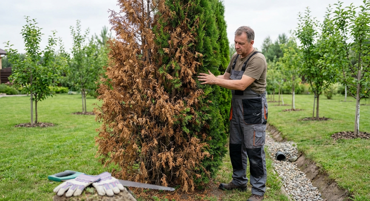 A fallen tree with exposed roots in a lush green field under cloudy skies in Hyrum, Utah.