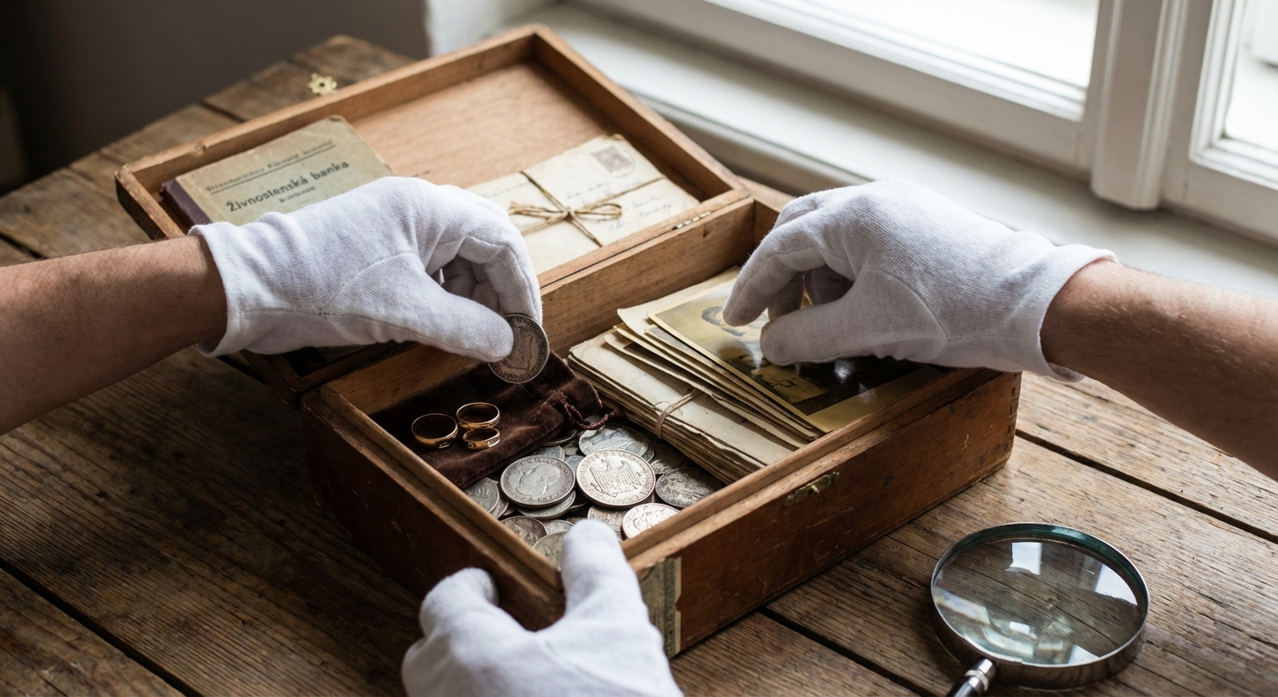 Close-up of vintage coins in warm lighting with artistic shallow focus.