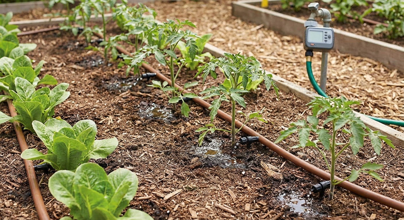 Close-up image of a garden sprinkler head embedded in soil, ideal for landscaping themes.