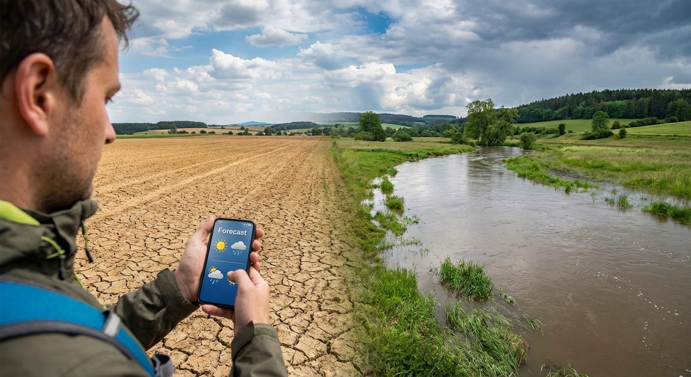 Expansive snowy landscape with clear blue sky in Iceland.
