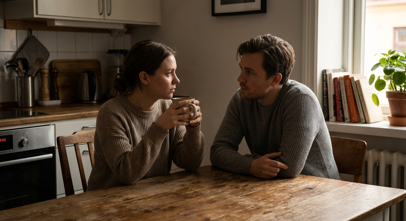 Young couple experiencing relationship tension, woman deeply upset indoors.