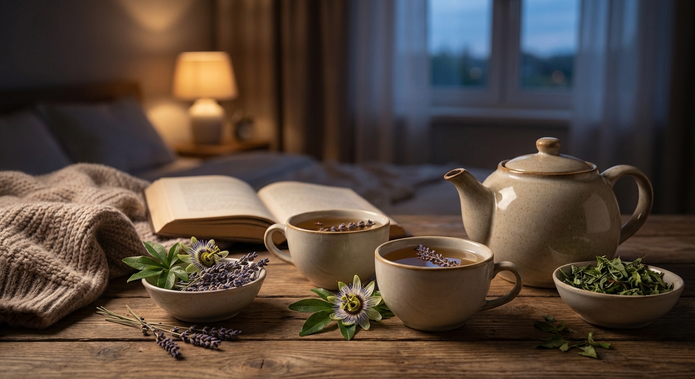 Close-up of aromatic steaming lemon herbal tea served in a ceramic cup with saucer.