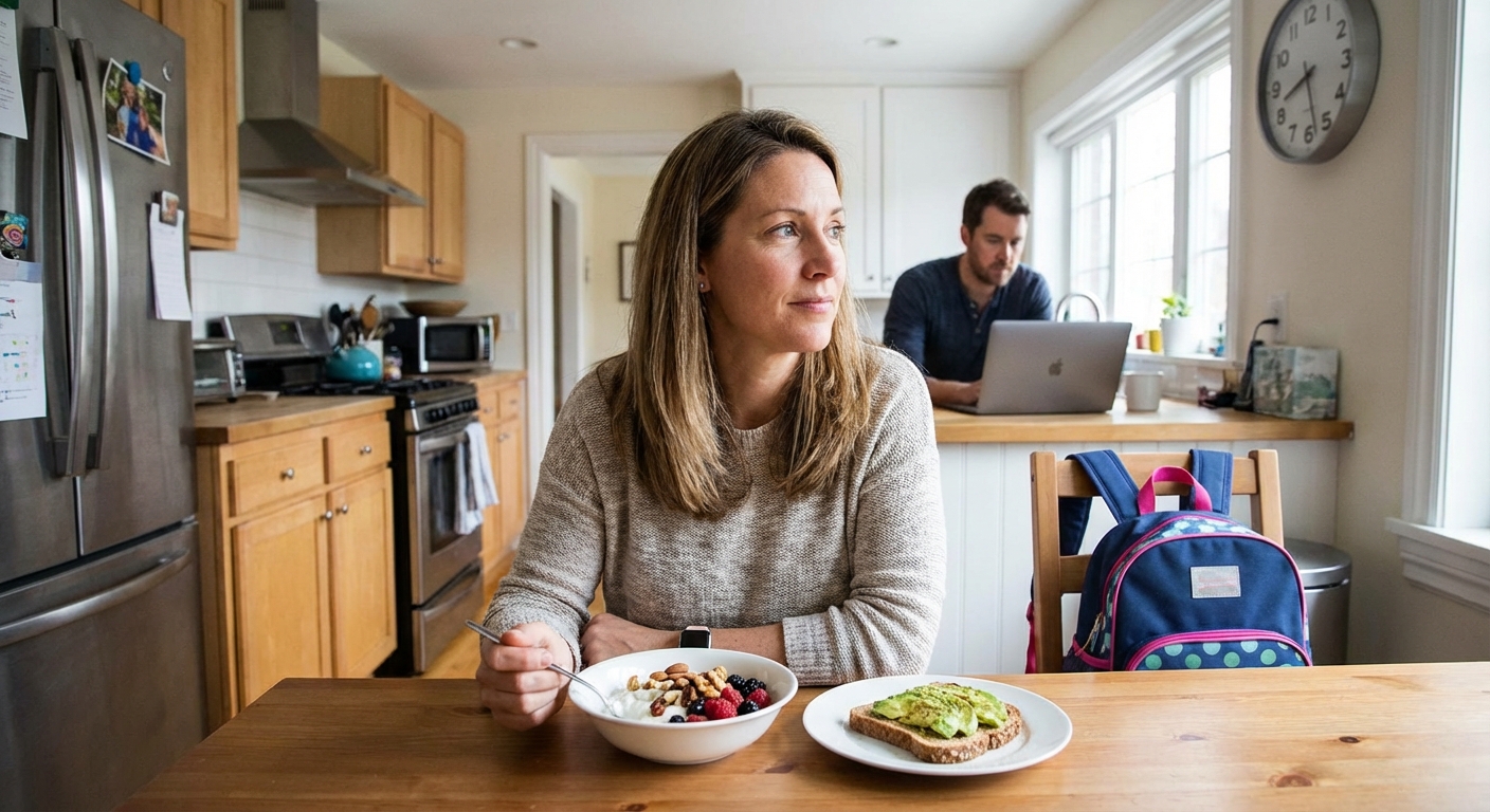 A vibrant homemade yogurt bowl with strawberries, blueberries, and crushed nuts, perfect for a healthy breakfast.