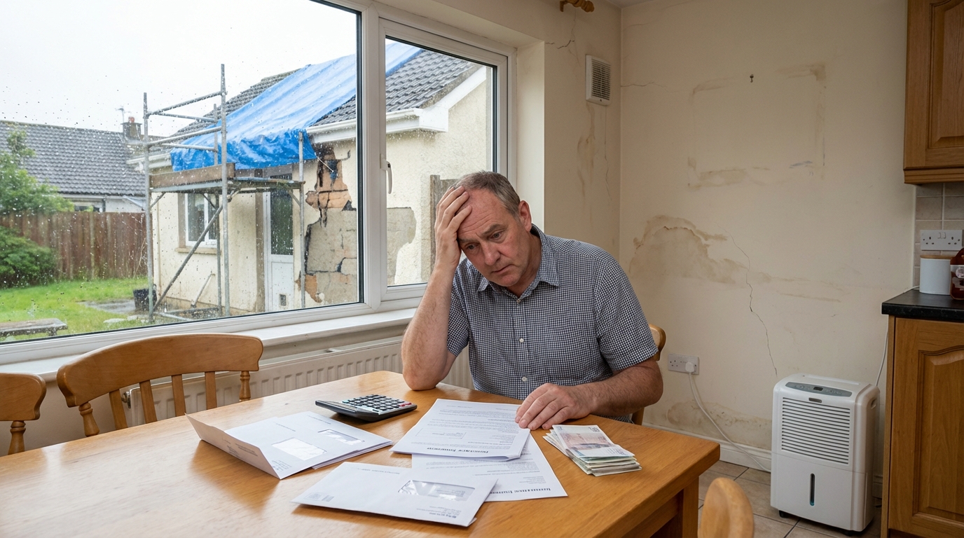 Aerial view showing severe tornado damage in Chattanooga, Tennessee neighborhood.