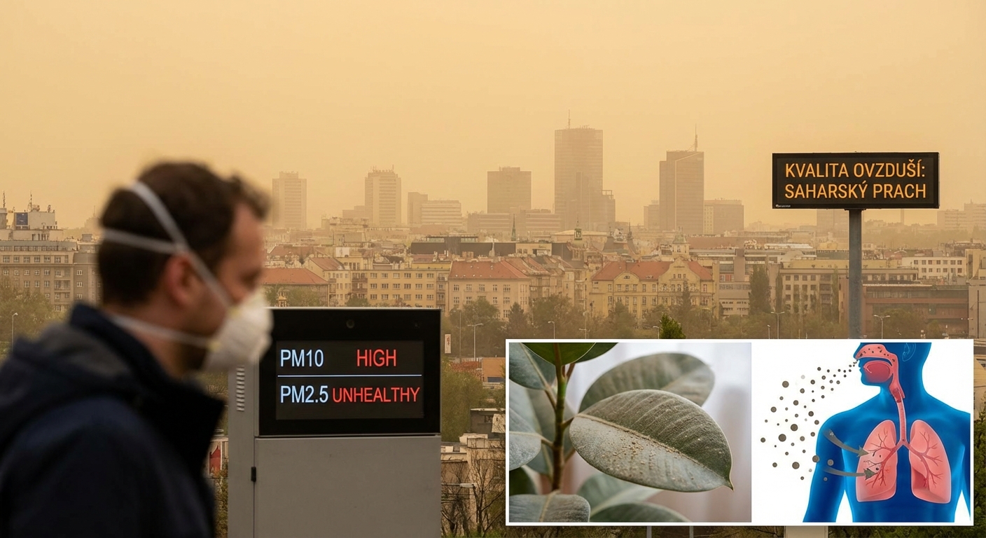 A red car racing at high speed through sandy desert dunes kicking up clouds of dust.
