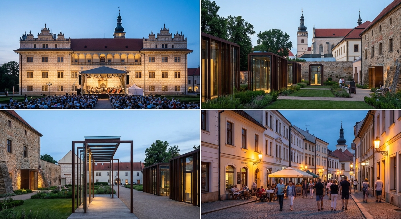 Capture of Český Krumlov Castle with the Vltava River and lush greenery on a sunny day.