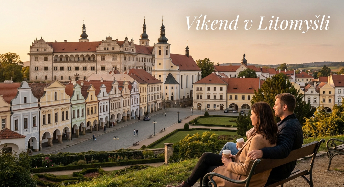 View of Prague Castle and Gothic cathedral spires in the center of an old European city.