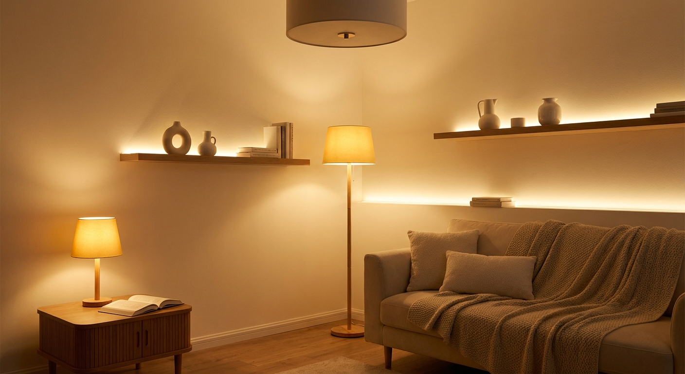 Two vintage Edison bulbs glowing warmly indoors, creating an atmospheric ambiance.