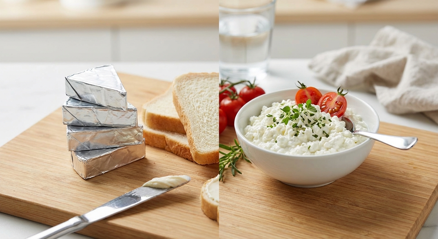 Close-up of cheddar and colby-jack cheese slices on a wooden cutting board with a knife.