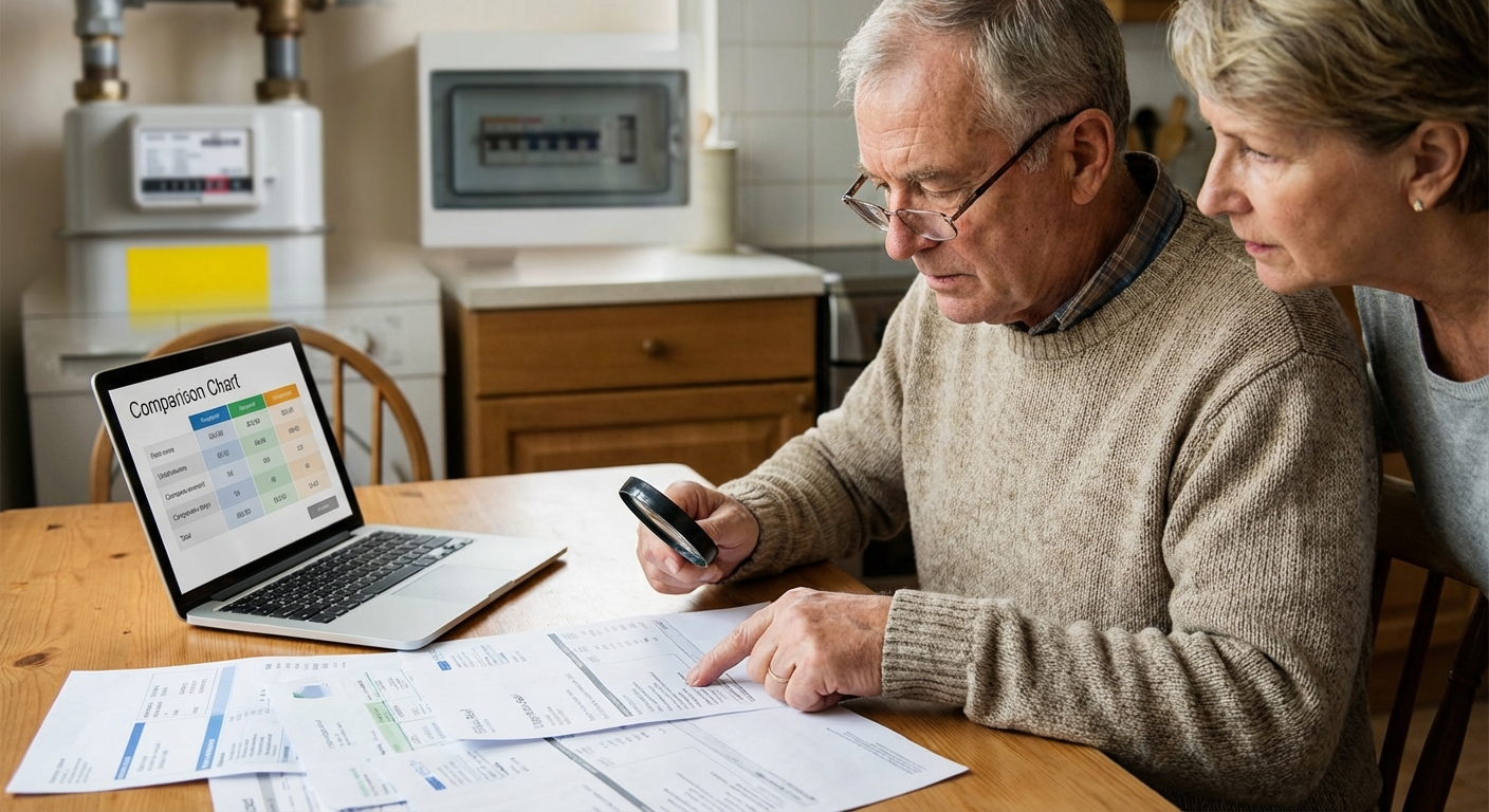 Close-up of hands working on finance planning with documents and a smartphone calculator.