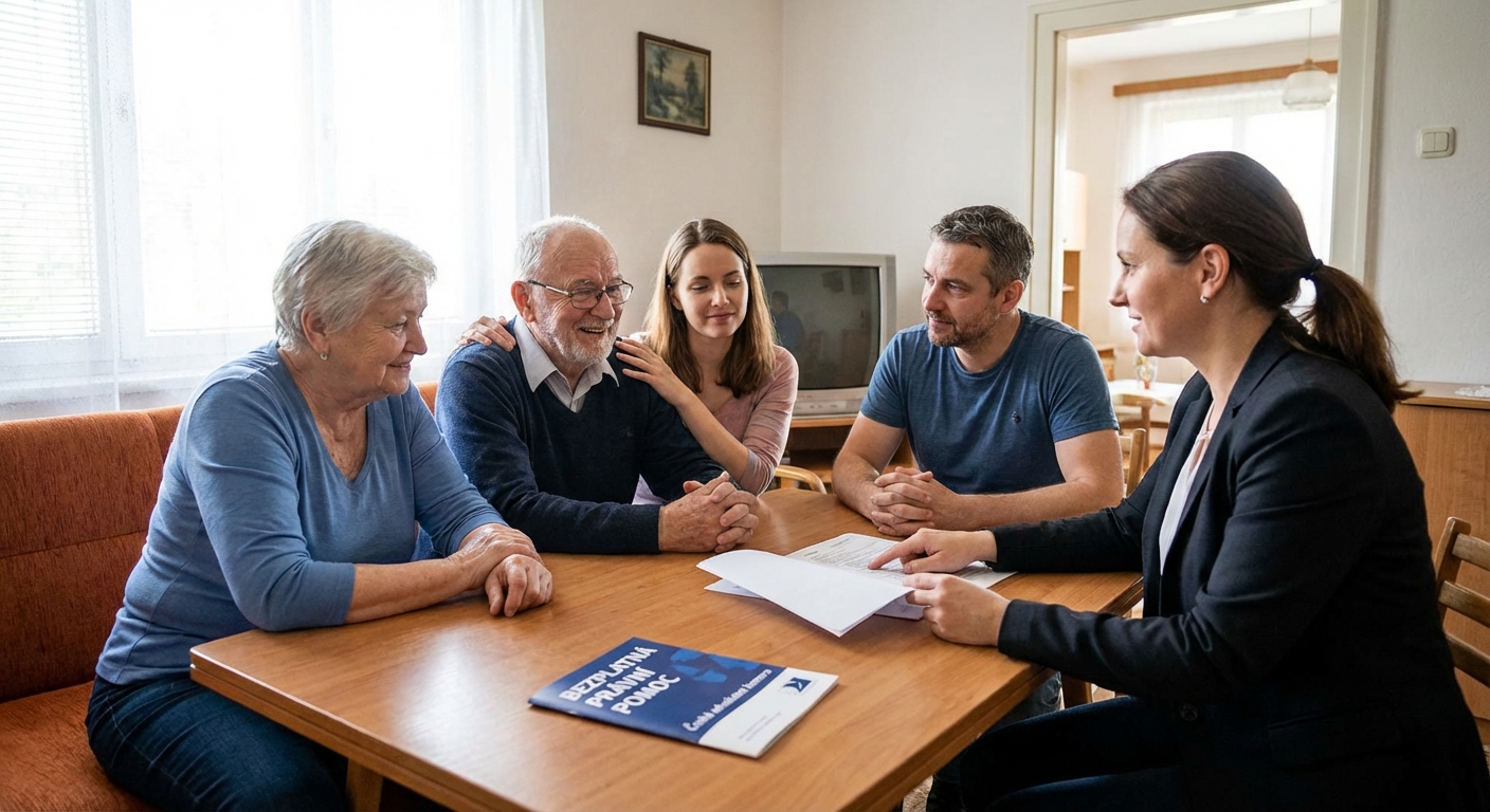 Three diverse attorneys in a formal meeting at a law firm office table.