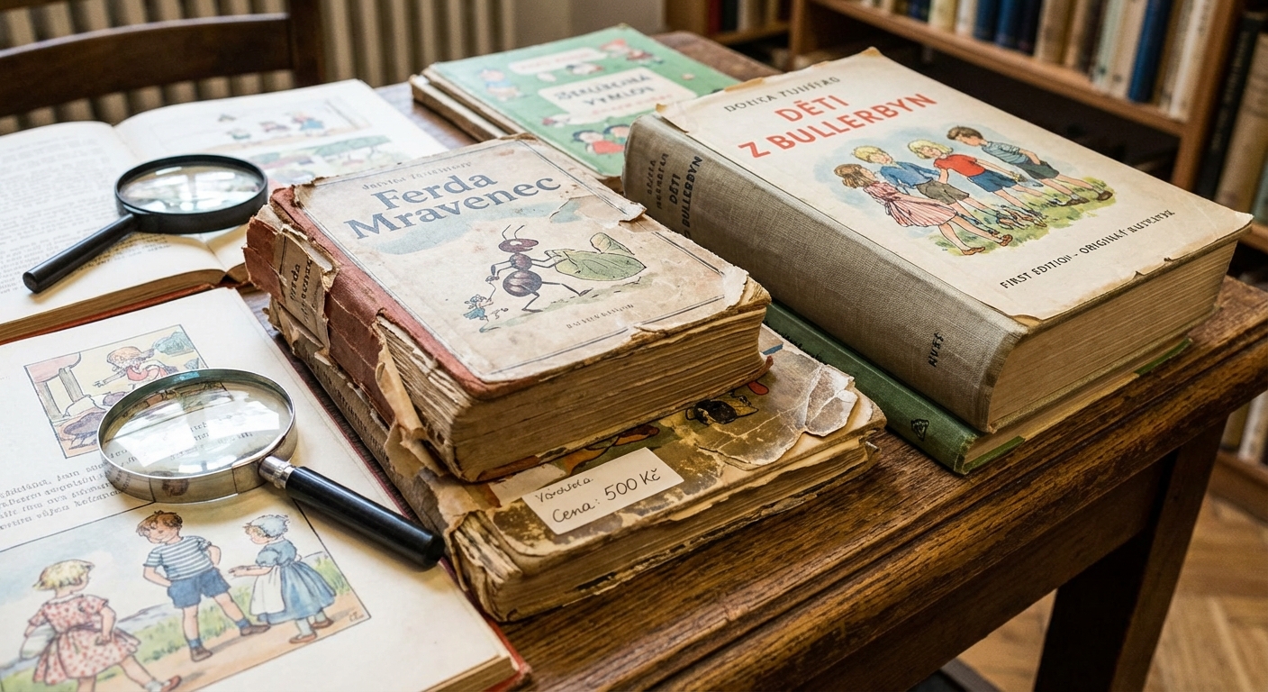 Close-up of vintage hardcover books with decorative spines in grayscale.