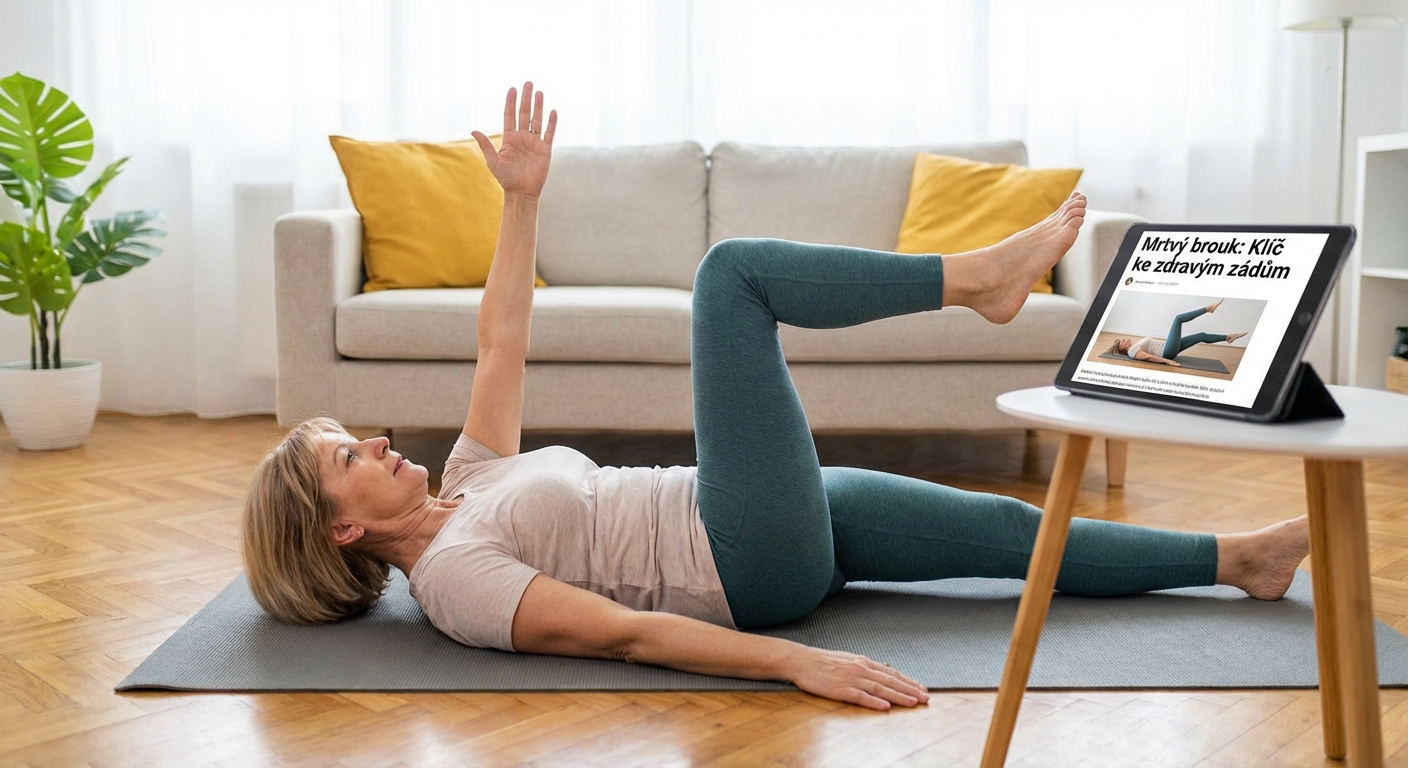 Woman performing workout on mat with resistance band in tranquil outdoor setting.