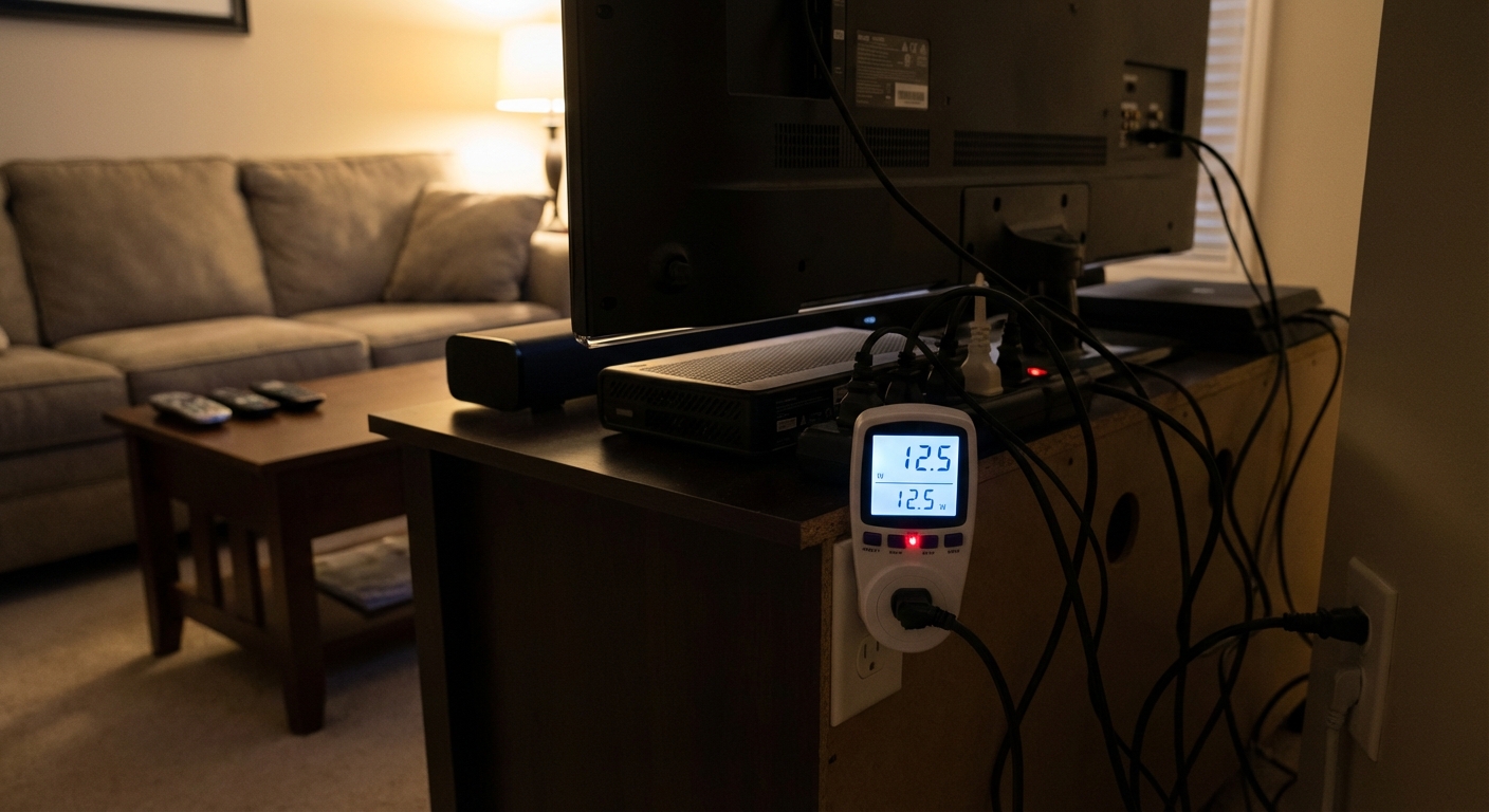 Selective focus of a Netflix screen on a smart TV in an indoor setting.