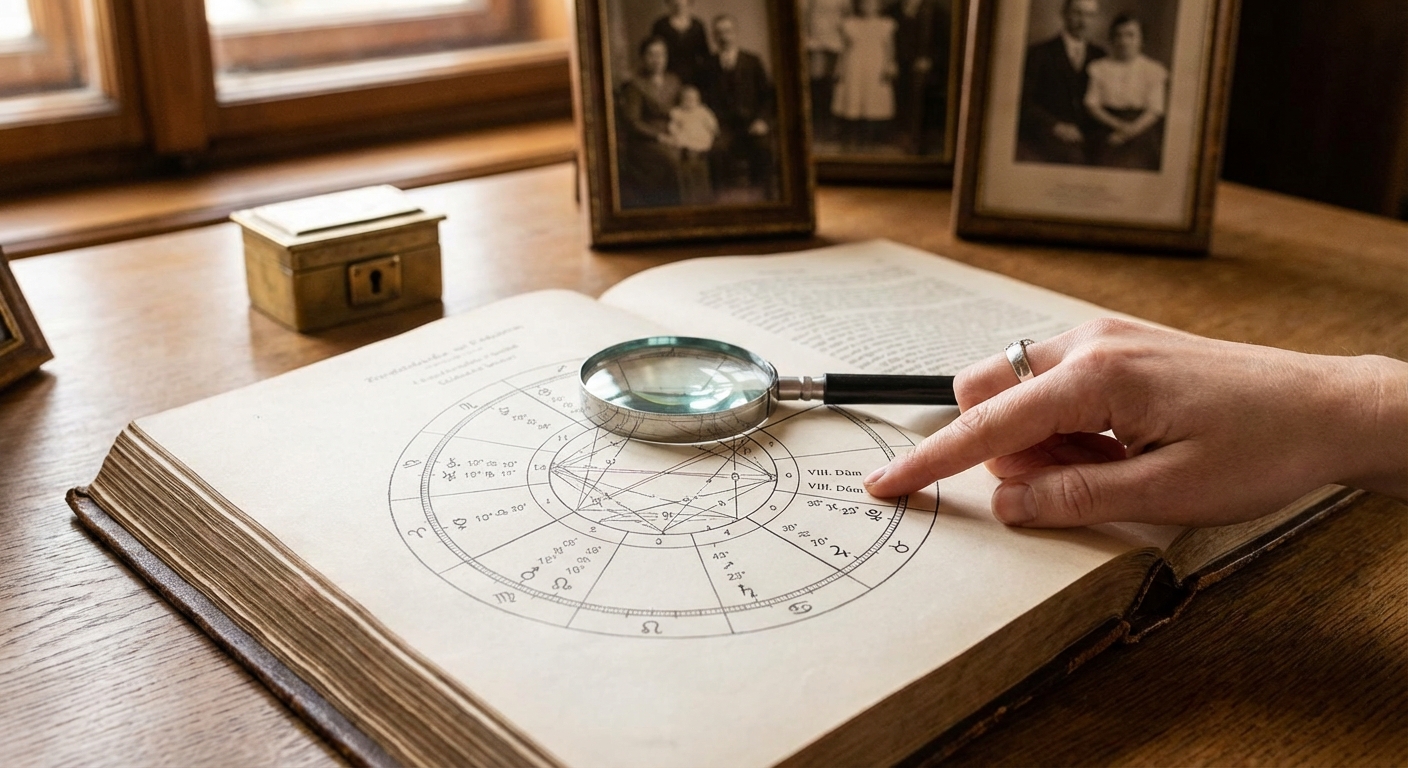 Enigmatic woman lying with tarot cards and crystal ball in a mystical setting.