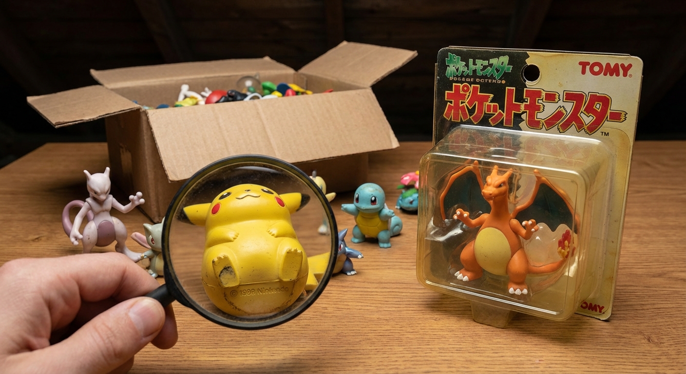 Teenage girl with blonde hair unwrapping toy figurines, showing curiosity and expression.