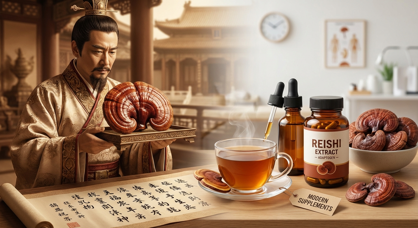 Detailed capture of mushrooms growing on a moss-covered log in a summer forest.
