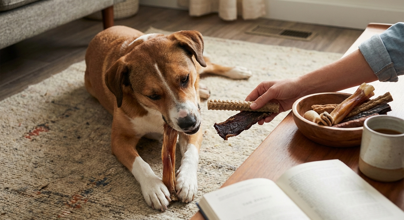 Close-up of a veterinarian examining a dog's teeth during a dental checkup.