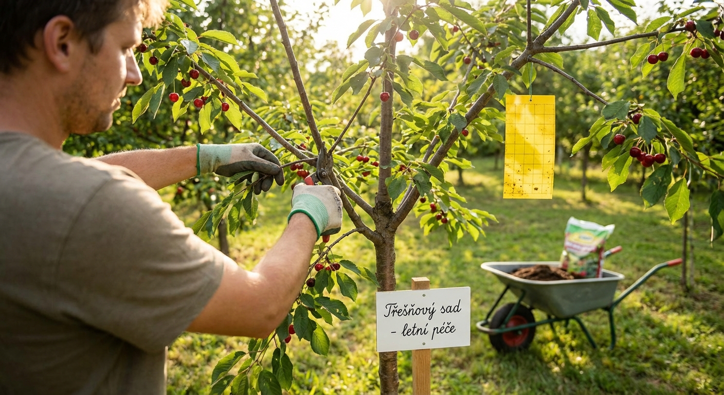 Close-up of ripe red cherries hanging from a branch with green leaves, symbolizing health and nature.
