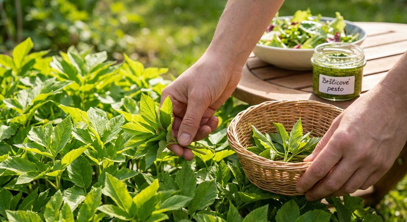 Vibrant green parsley plants with dew droplets in a lush garden setting.